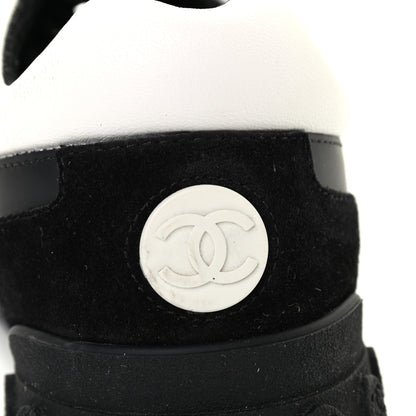 Chanel Nylon Calfskin Suede Womens CC Sneakers 41 Black Grey White 10 of 10