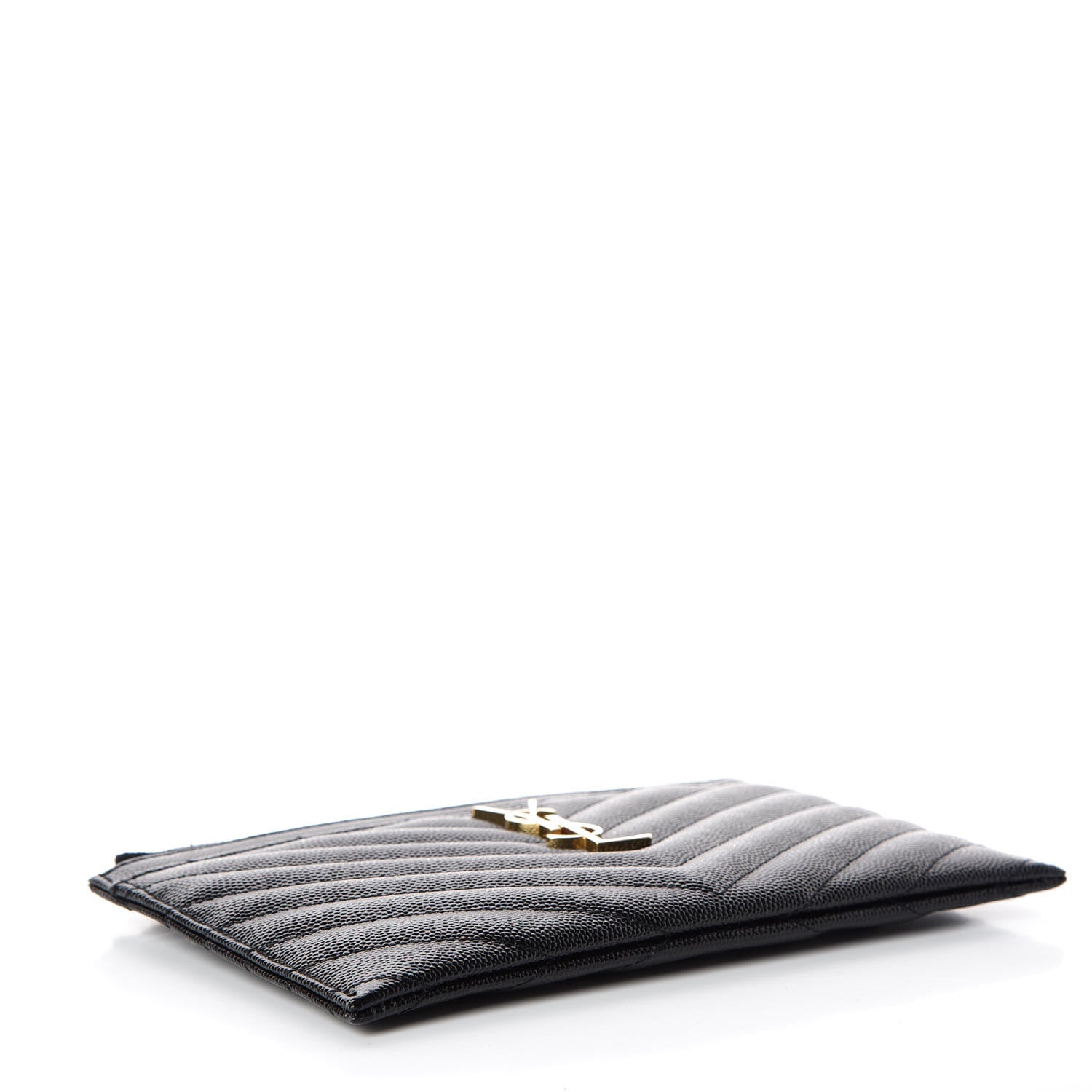 Saint Laurent Grain De Poudre Chevron Monogram Bill Pouch Black 4 of 8