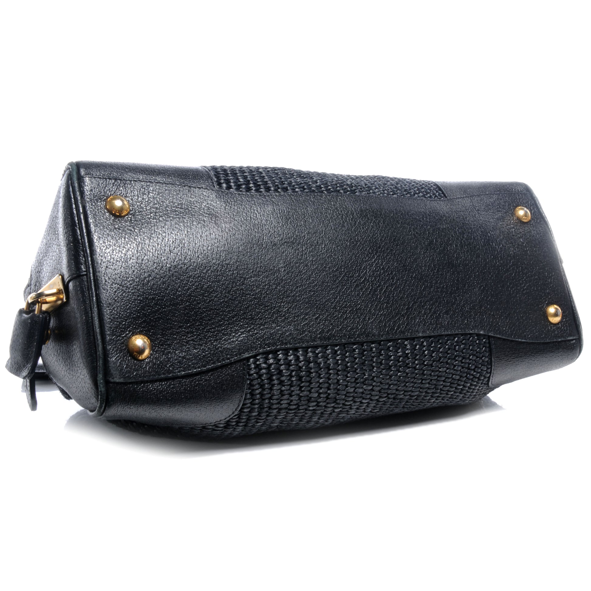 Prada Paglia Cinghiale Frame Tote Black 4 of 9