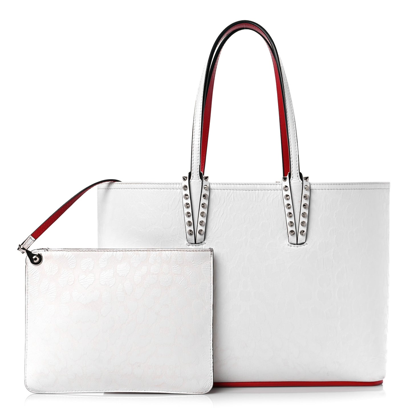 Calfskin Spikes East West Cabata Tote White