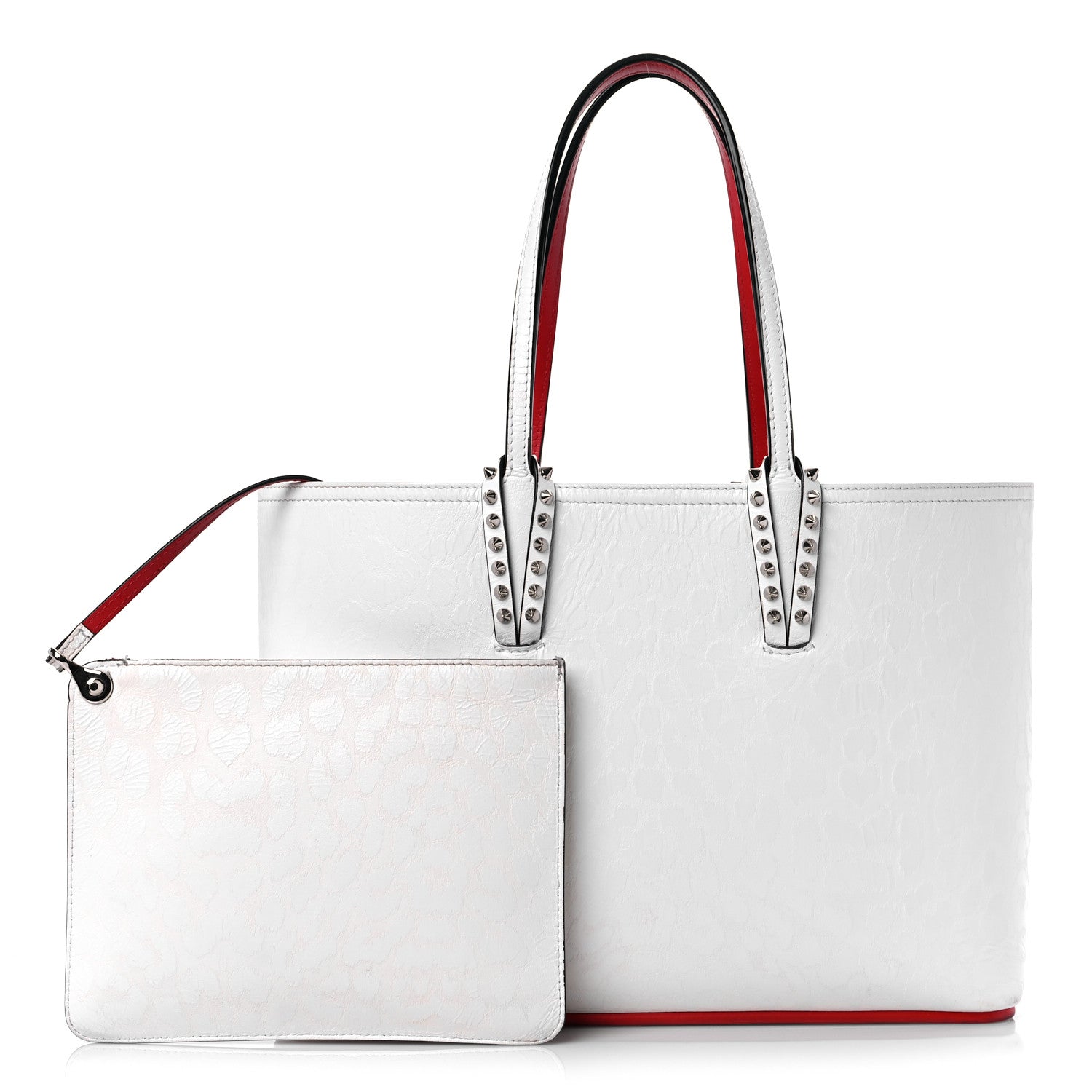 Christian Louboutin Calfskin Spikes East West Cabata Tote White 1 of 18