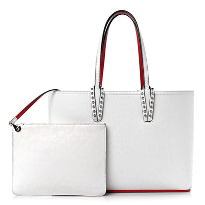 Christian Louboutin Calfskin Spikes East West Cabata Tote White 1 of 18