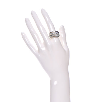 David Yurman Sterling Silver 15mm Narrow Crossover Cable Ring 57 8 2 of 5