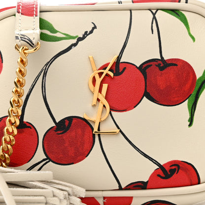 Saint Laurent Calfskin Cherry Print Monogram Baby Lou Camera Bag Crema Soft Red 8 of 11