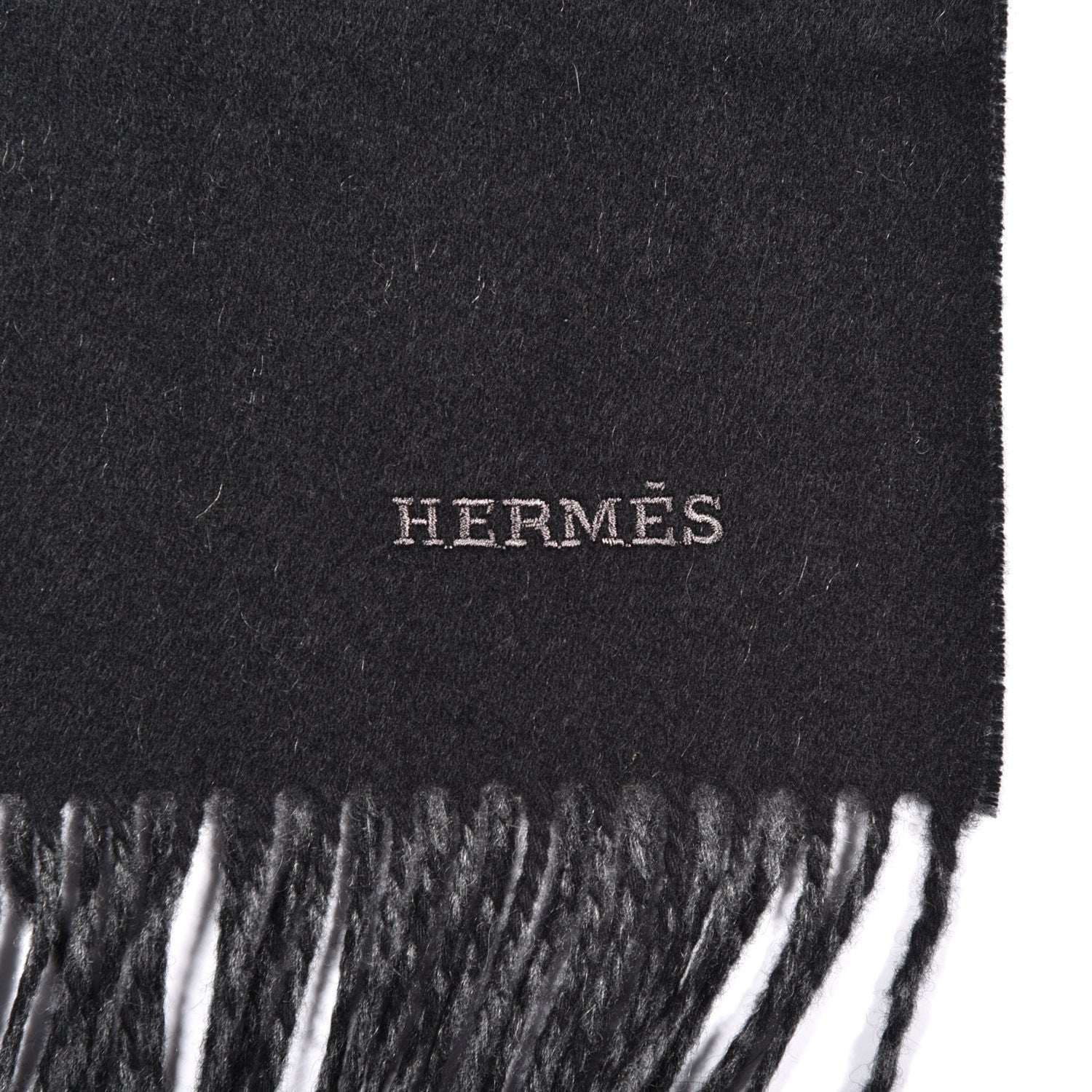 Hermes Cashmere Recto Verso Muffler Black Flanelle 4 of 5