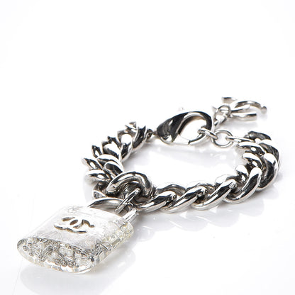 Chanel Plexiglass Pearl CC Padlock Bracelet Silver 1 of 5
