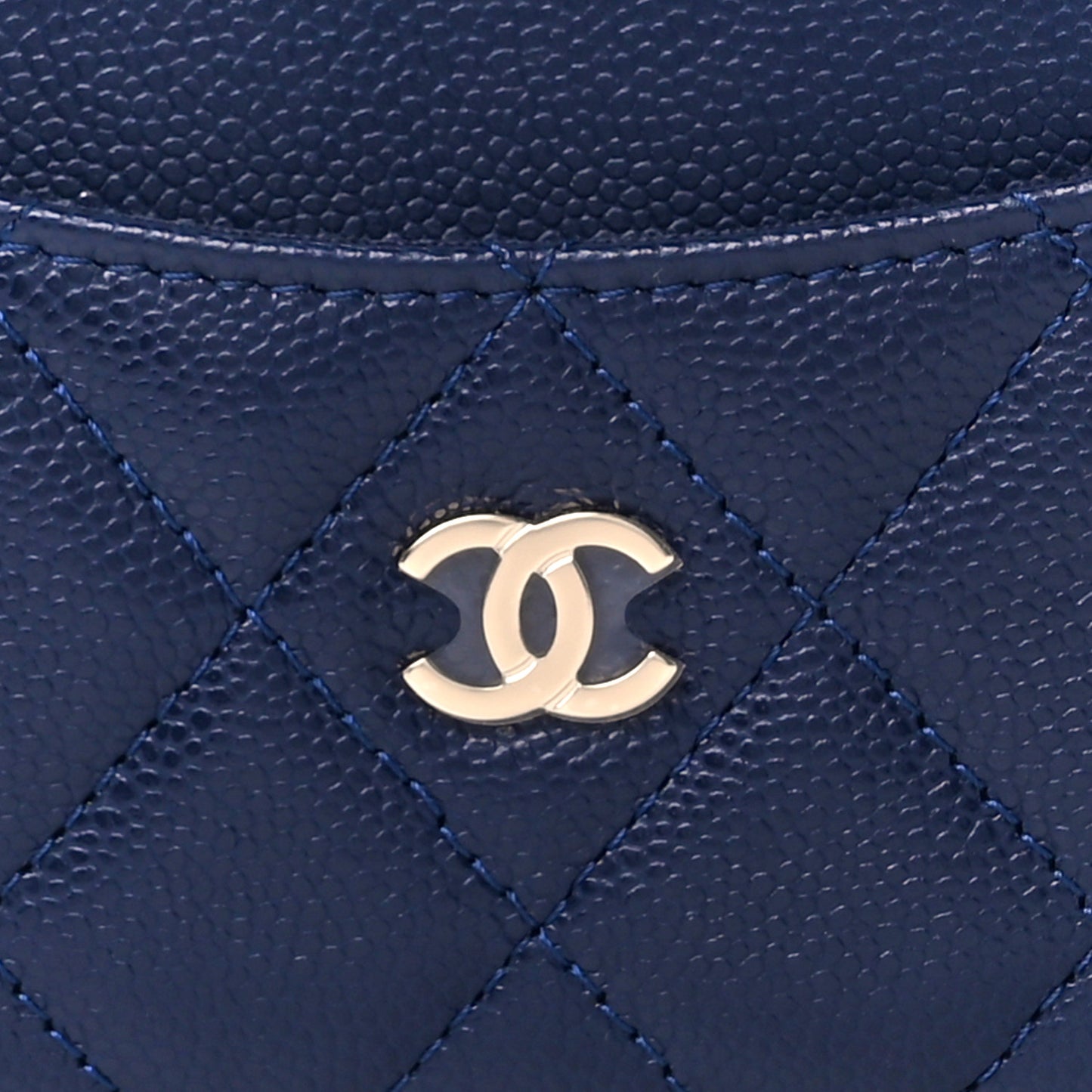 Caviar Quilted CC Zip Around Card Holder Navy