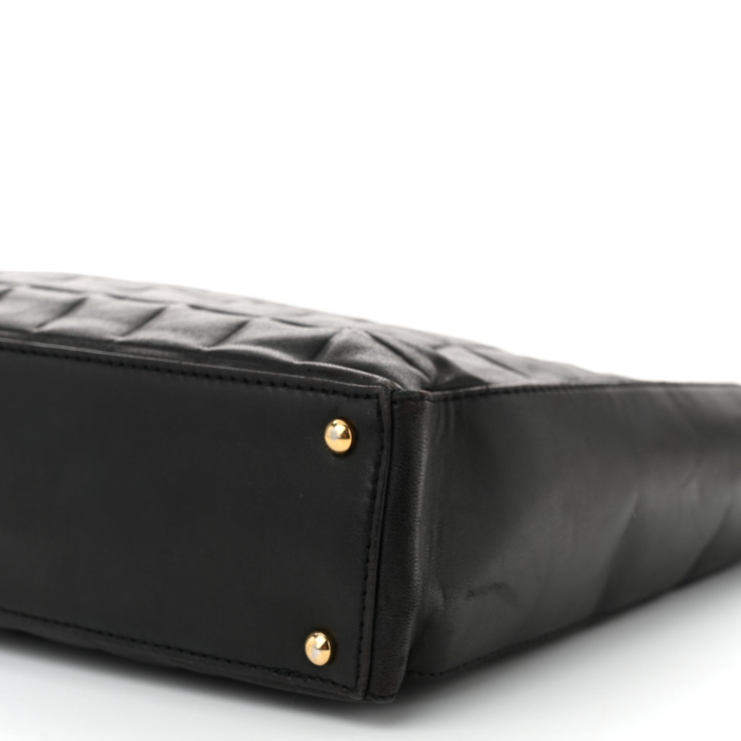 Lambskin Quilted Chocolate Bar Tote Black