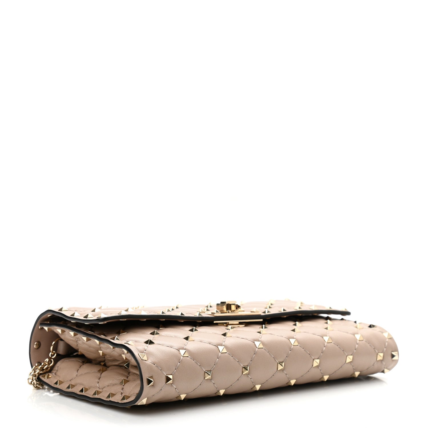 Valentino Garavani Lambskin Rockstud Spike Wallet on Chain Poudre 4 of 10