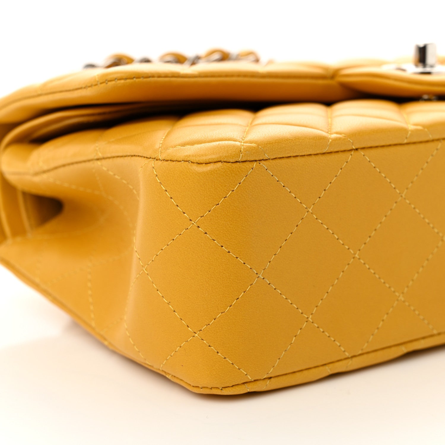 Chanel Lambskin Quilted Medium Double Flap Yellow 8 of 11