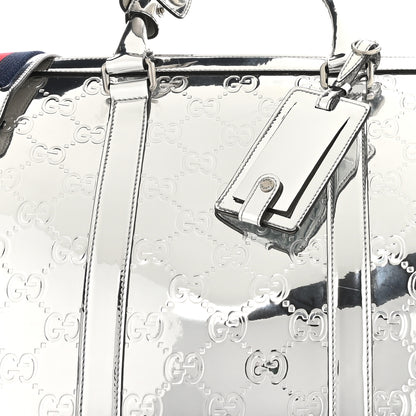 Gucci Guccissima Medium Mirror Effect Duffle Silver 6 of 10