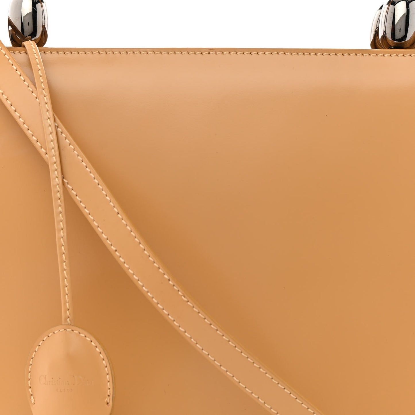 Calfskin Maris Pearl Beaded Top Handle Bag Beige