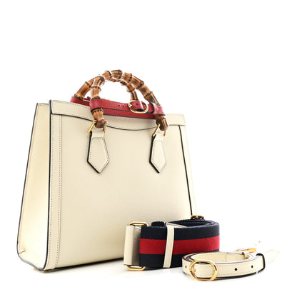 Gucci Textured Dollar Calfskin Web Small Diana Tote Bag Mystic White 4 of 19