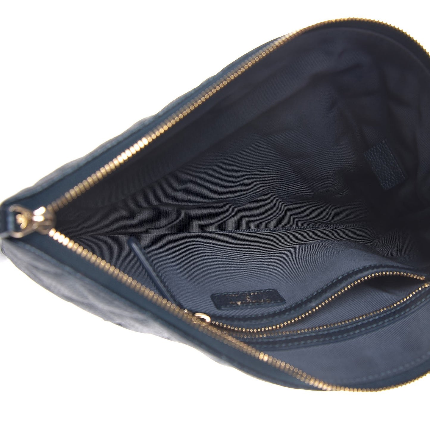 Iridescent Caviar Quilted Medium Cosmetic Case Dark Blue