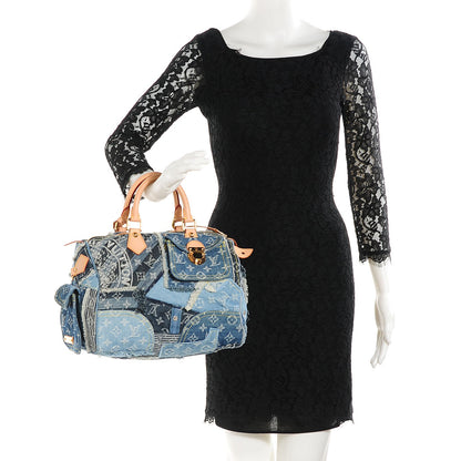 Louis Vuitton Denim Patchwork Speedy 30 Blue 2 of 7