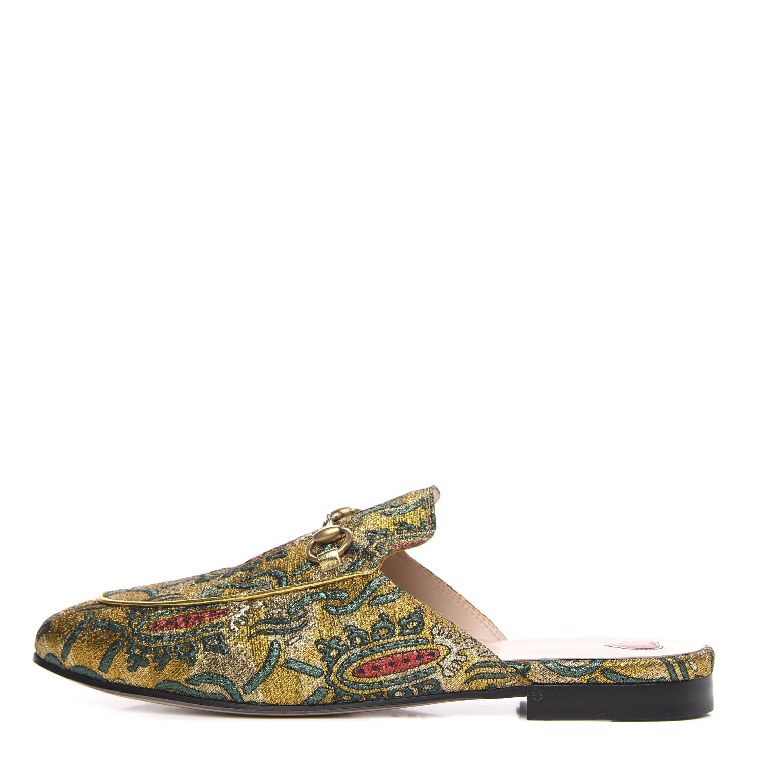 Gucci Iridescent Brocade Womens Princetown Slippers 39 Gold Multicolor 1 of 10