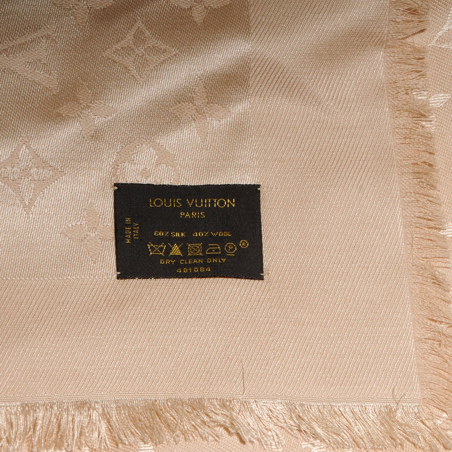Silk Wool Monogram Shawl Nude