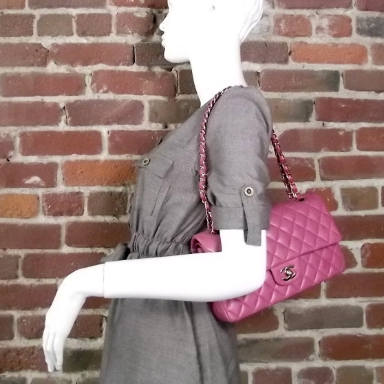 Lambskin Medium Double Flap Pink