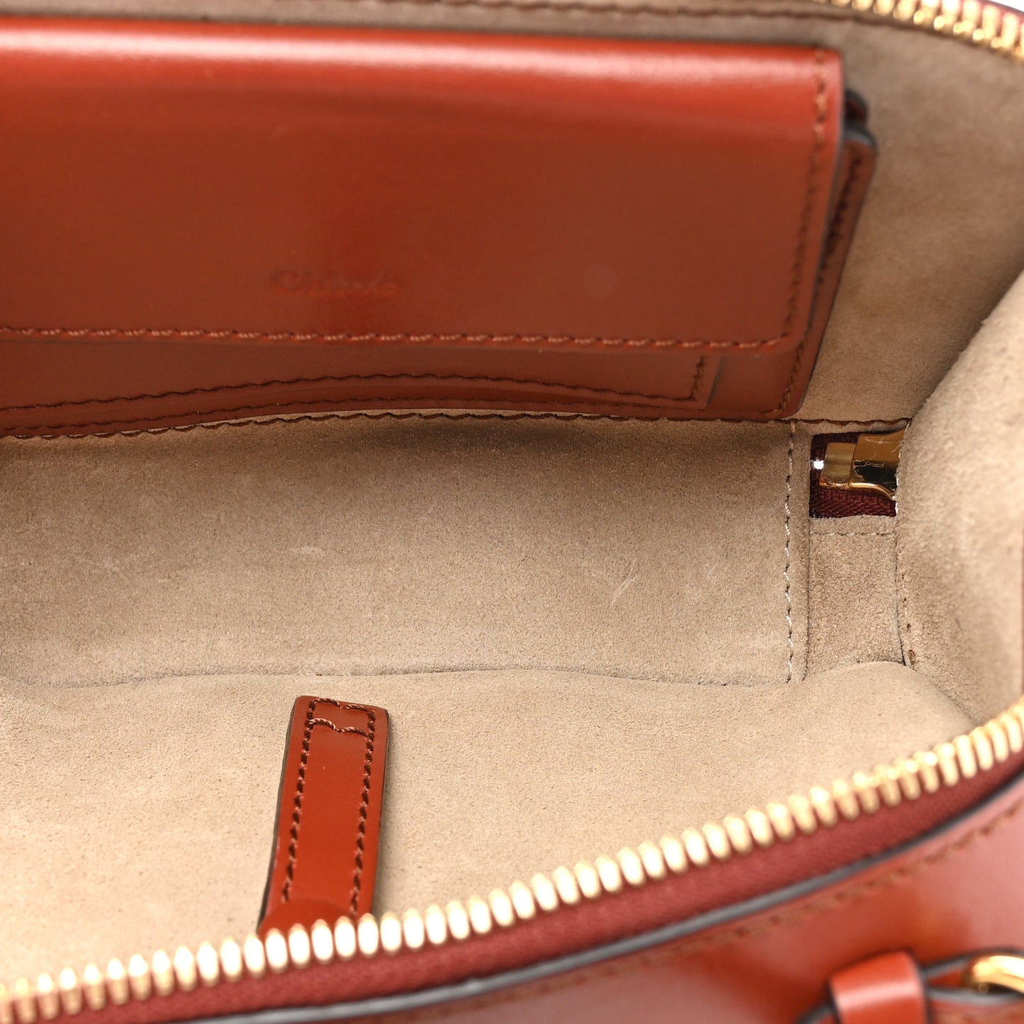Shiny Calfskin Mini Vanity C Bag Sepia Brown