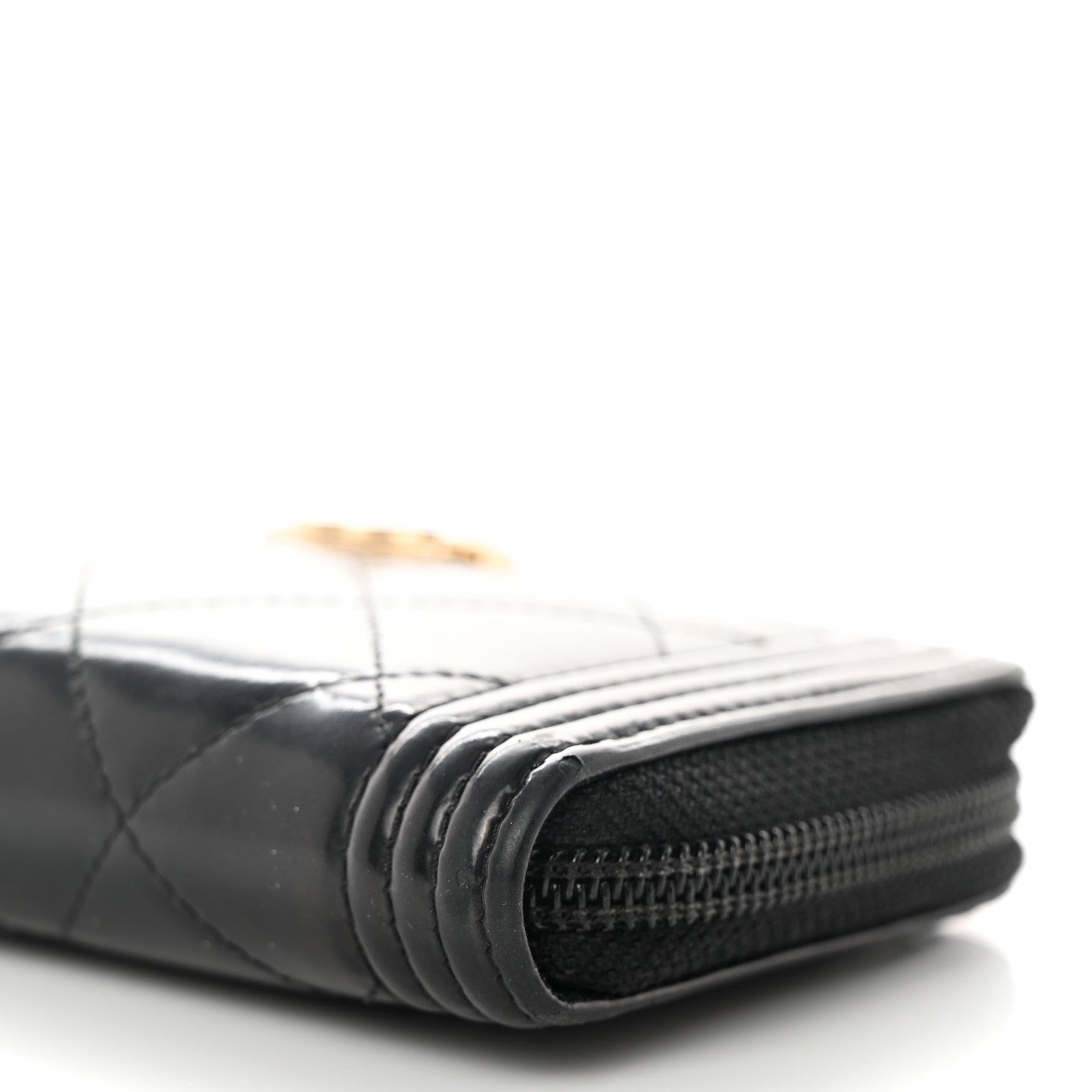 Chanel Iridescent Glazed Calfskin Quilted Small Boy Zip Around Wallet Black 10 of 12