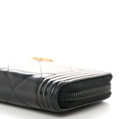 Chanel Iridescent Glazed Calfskin Quilted Small Boy Zip Around Wallet Black 10 of 12