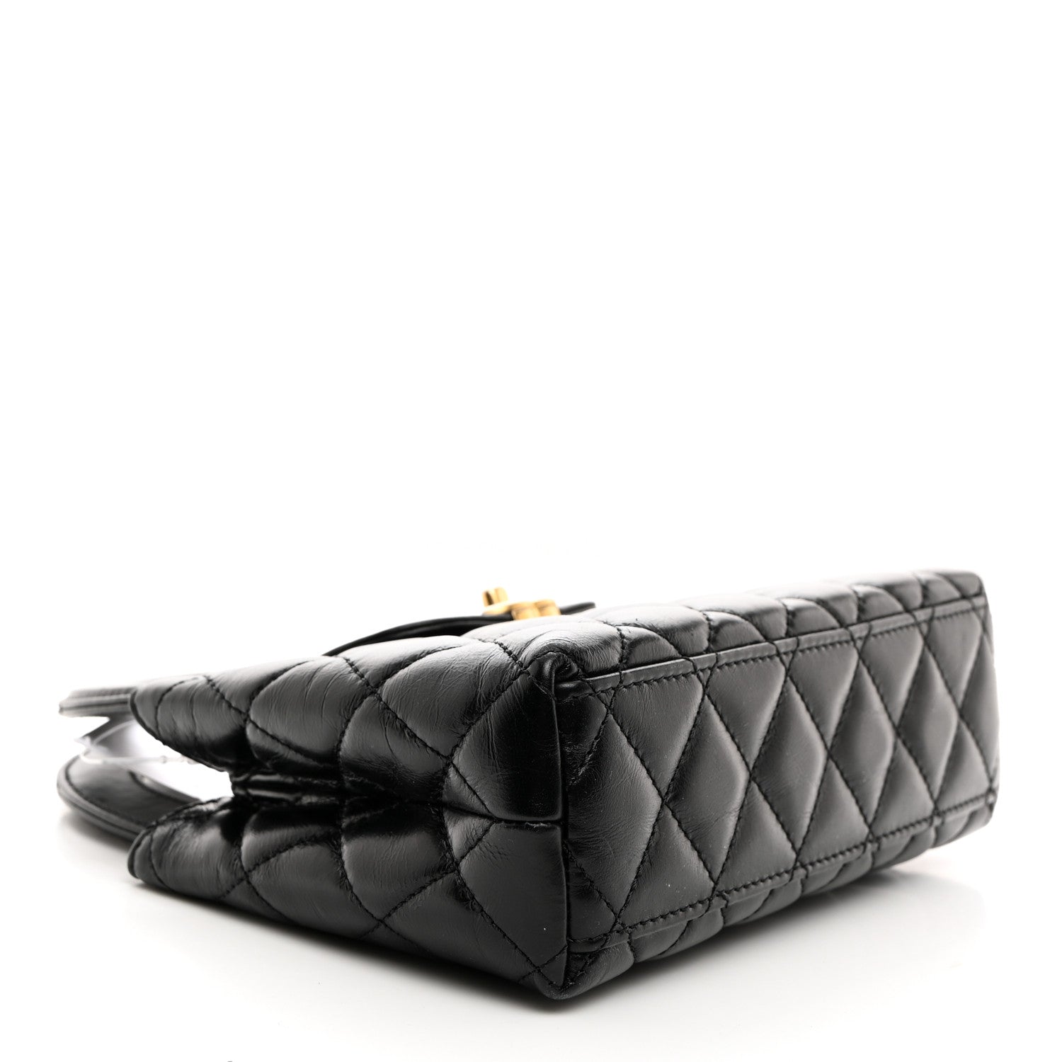Chanel Shiny Aged Calfskin Quilted Nano Kelly Shopper Black 4 of 10