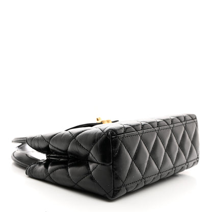 Chanel Shiny Aged Calfskin Quilted Nano Kelly Shopper Black 4 of 10