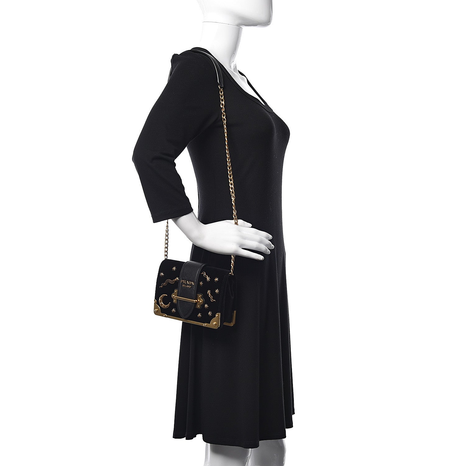 Prada Velvet Cahier Astrology Bag Black 2 of 15