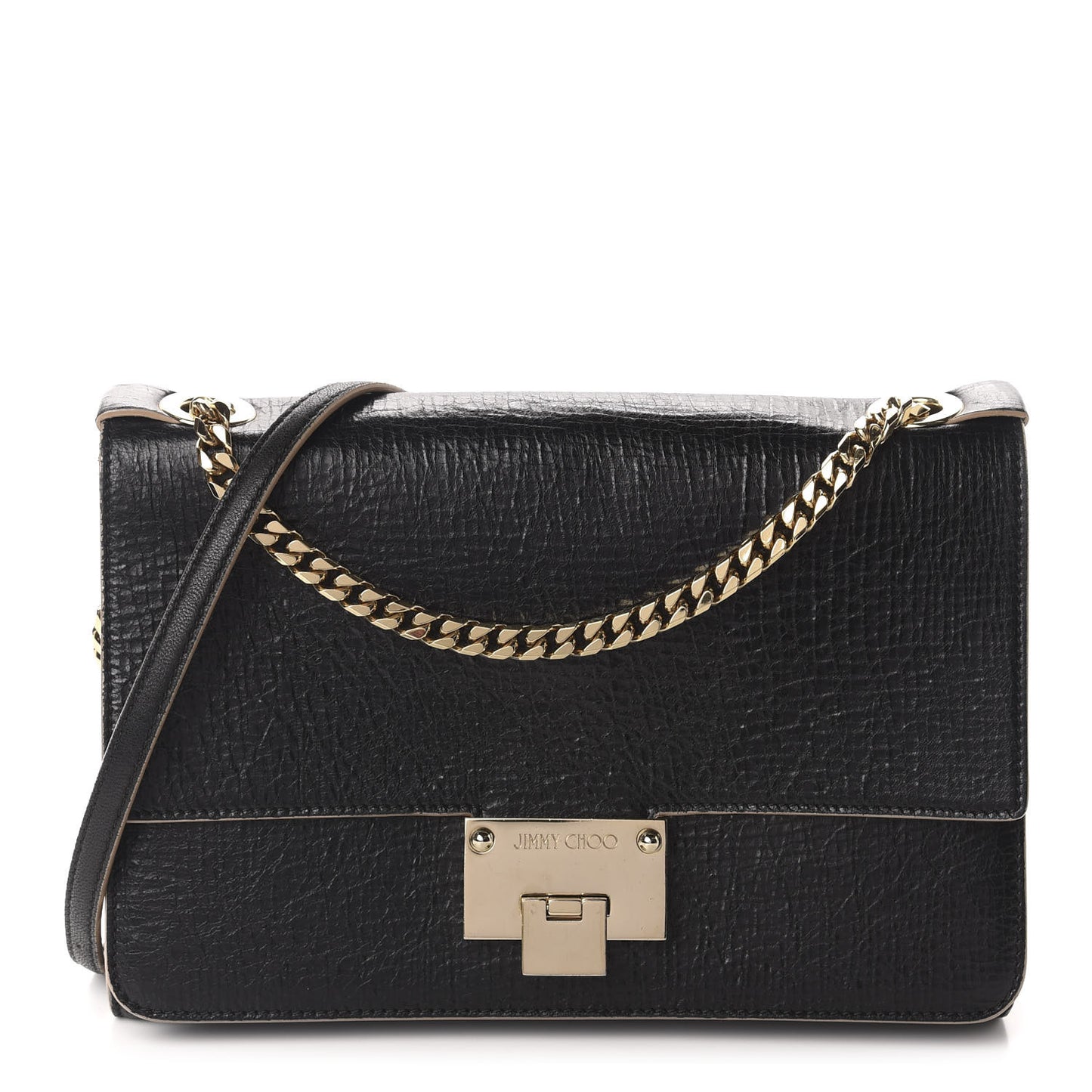 Washed Crinkled Calfskin Rebel Shoulder Bag Black