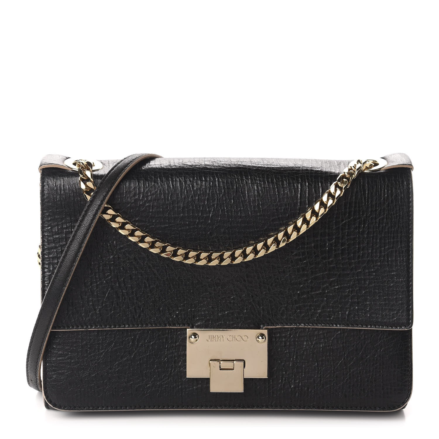 Jimmy Choo Washed Crinkled Calfskin Rebel Shoulder Bag Black 1 of 9