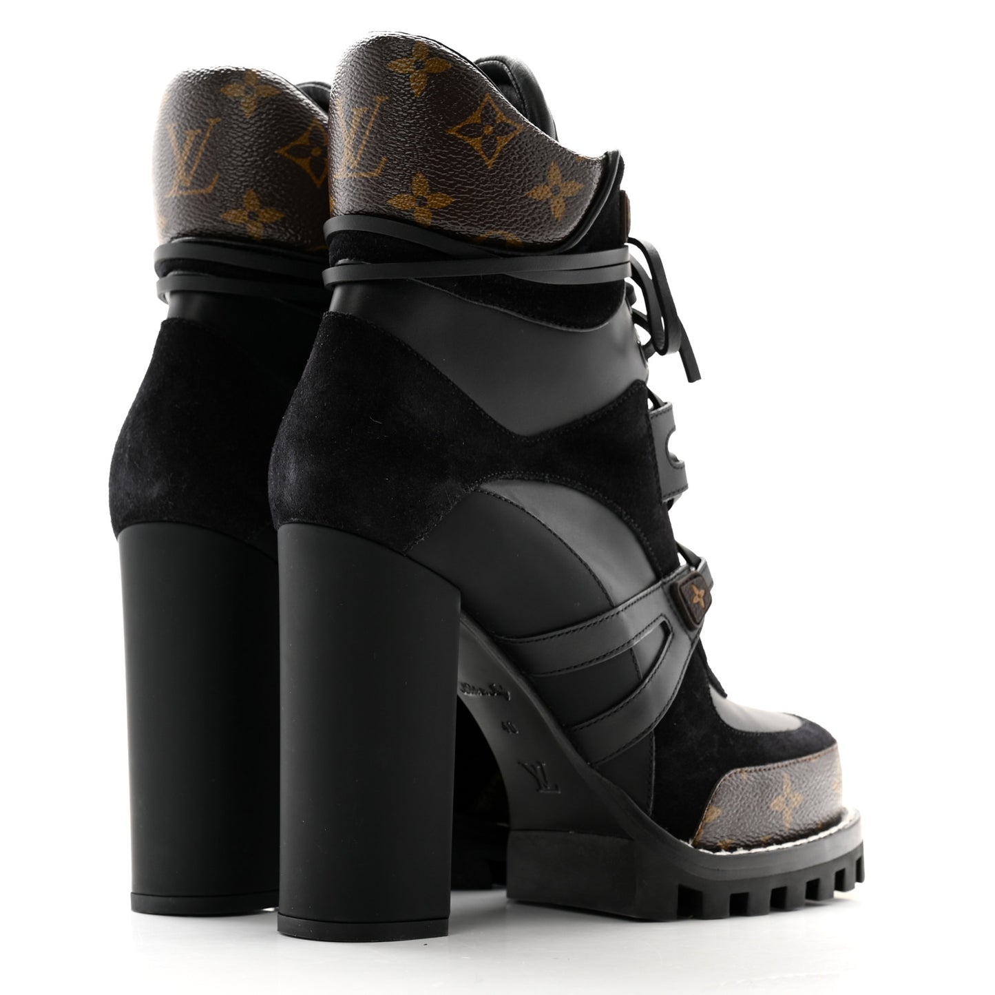 Suede Calfskin Monogram Star Trail Ankle Boots 40 Black
