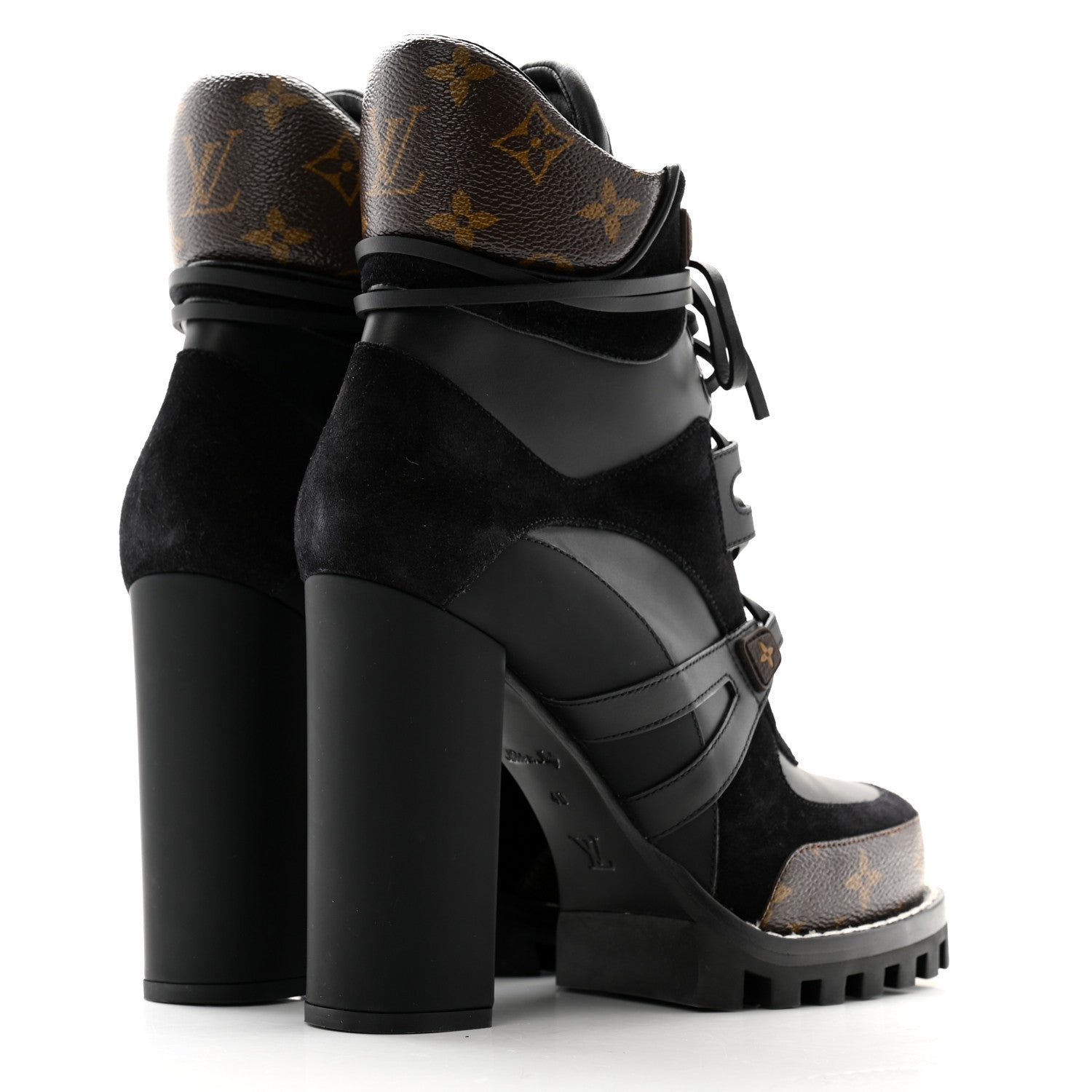 Louis Vuitton Suede Calfskin Monogram Star Trail Ankle Boots 40 Black 4 of 8