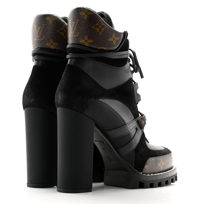 Louis Vuitton Suede Calfskin Monogram Star Trail Ankle Boots 40 Black 4 of 8