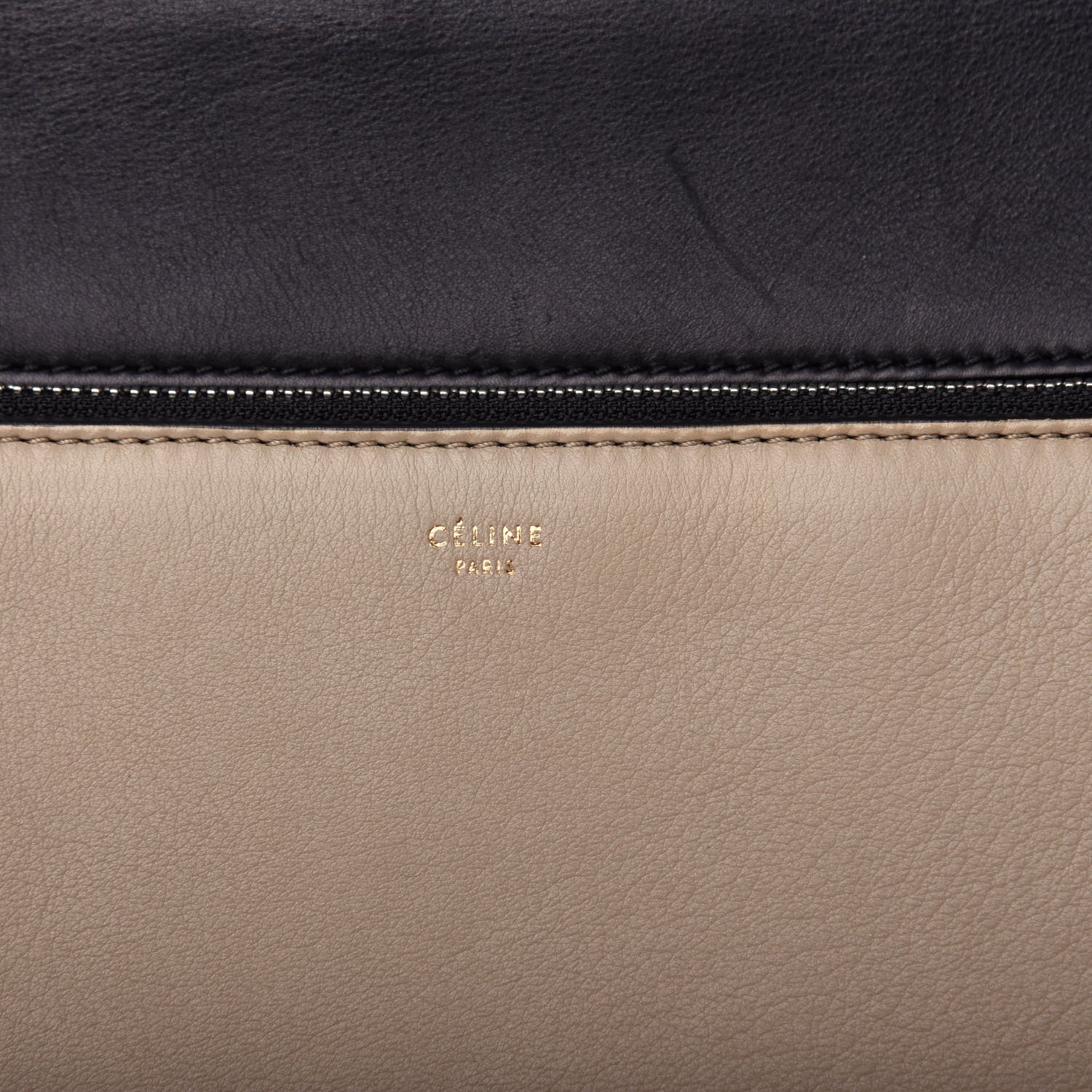 Celine Supple Calfskin Large Bi-Color Edge Shoulder Bag Beige 9 of 9