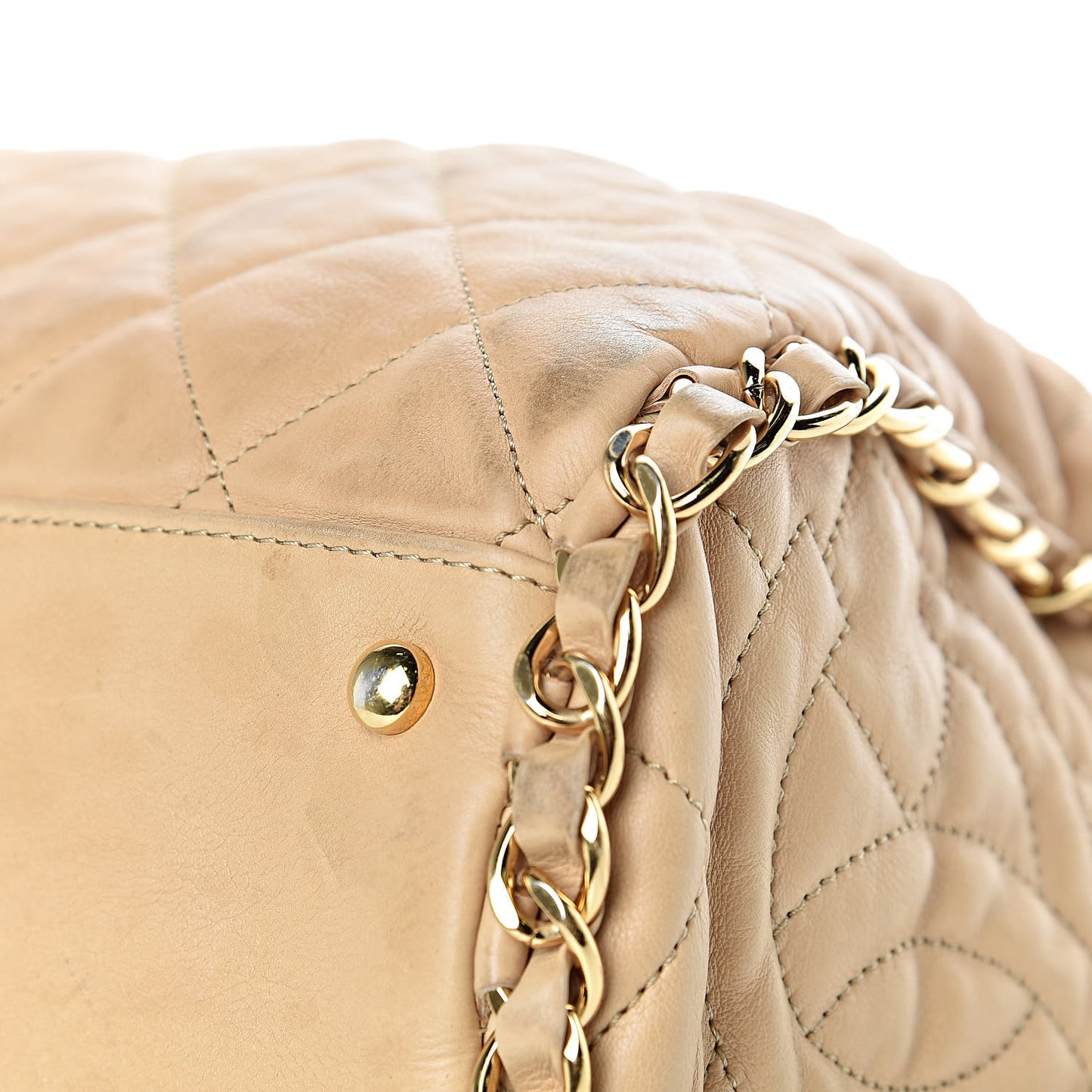 Calfskin Quilted Large Chain Me Hobo Beige