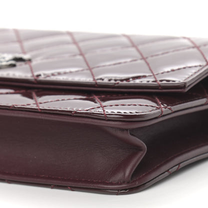 Chanel Patent Quilted Brilliant Wallet On Chain WOC Dark Burgundy 10 of 12