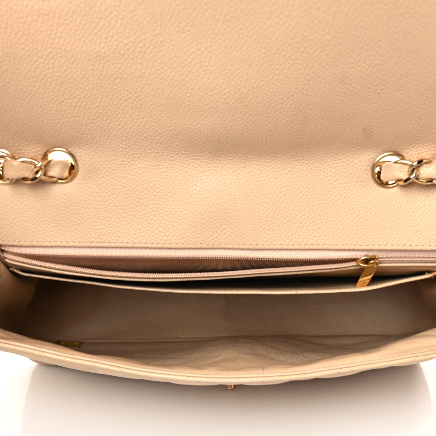 Caviar Quilted Jumbo Single Flap Beige Clair