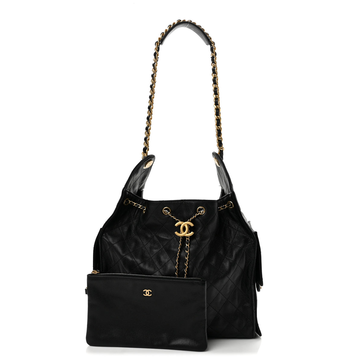 Caviar Quilted Medium Chanel 25 Handbag Black