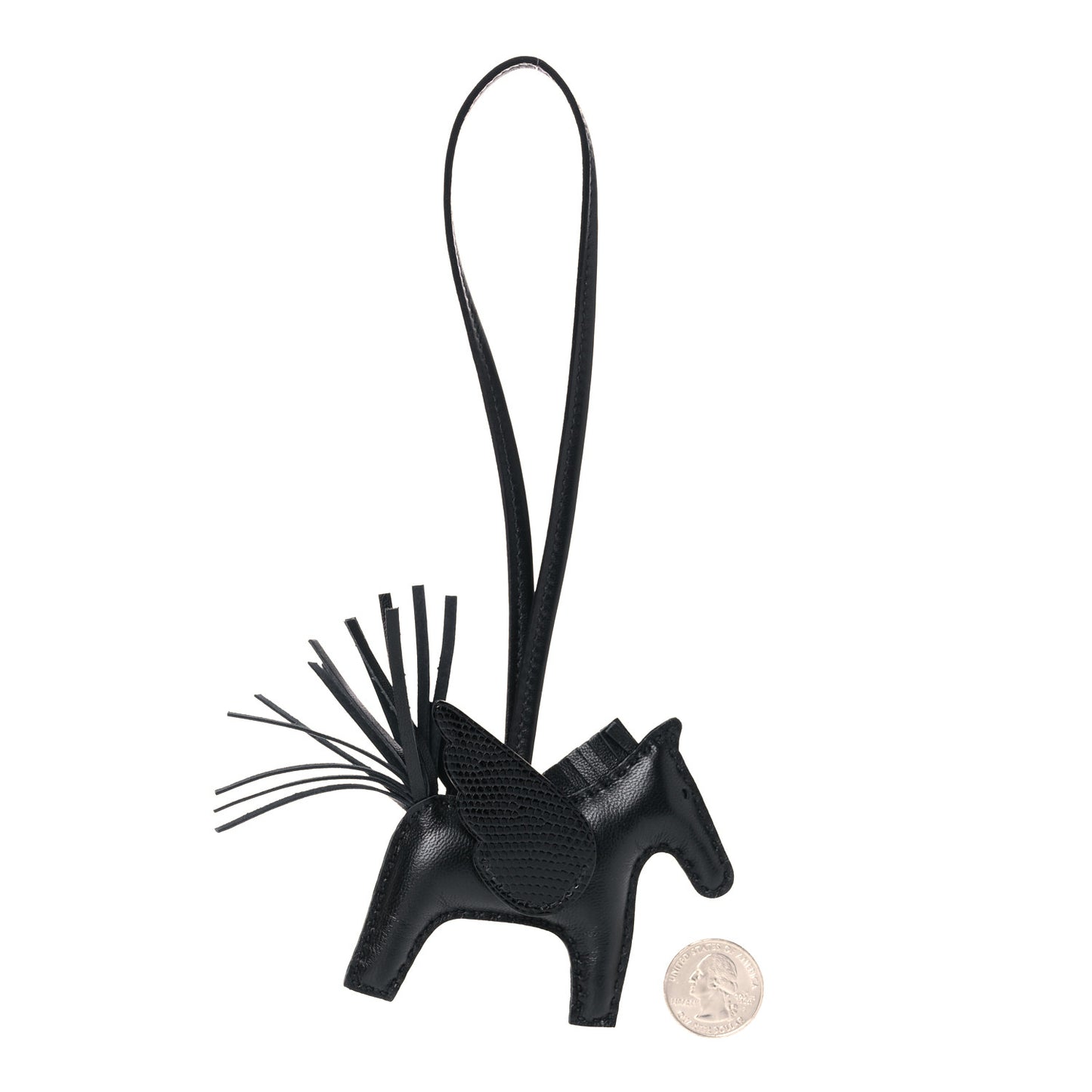 Milo Lambskin Lizard Touch Grigri Rodeo Pegase Horse Bag Charm PM So Black