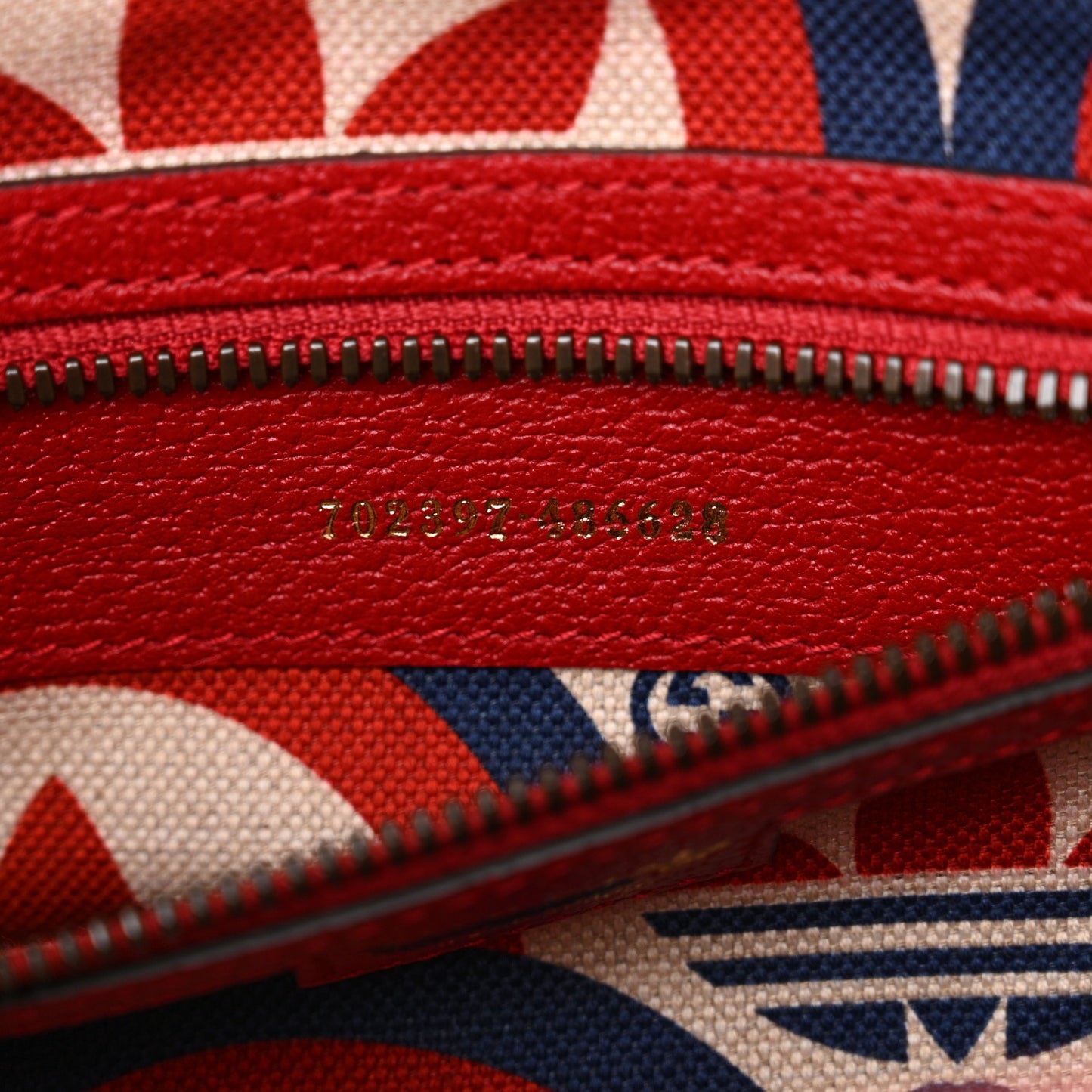 X ADIDAS Textured Dollar Calfskin Web Trefoil Logo Embossed Mini Bowling Bag Red Off White