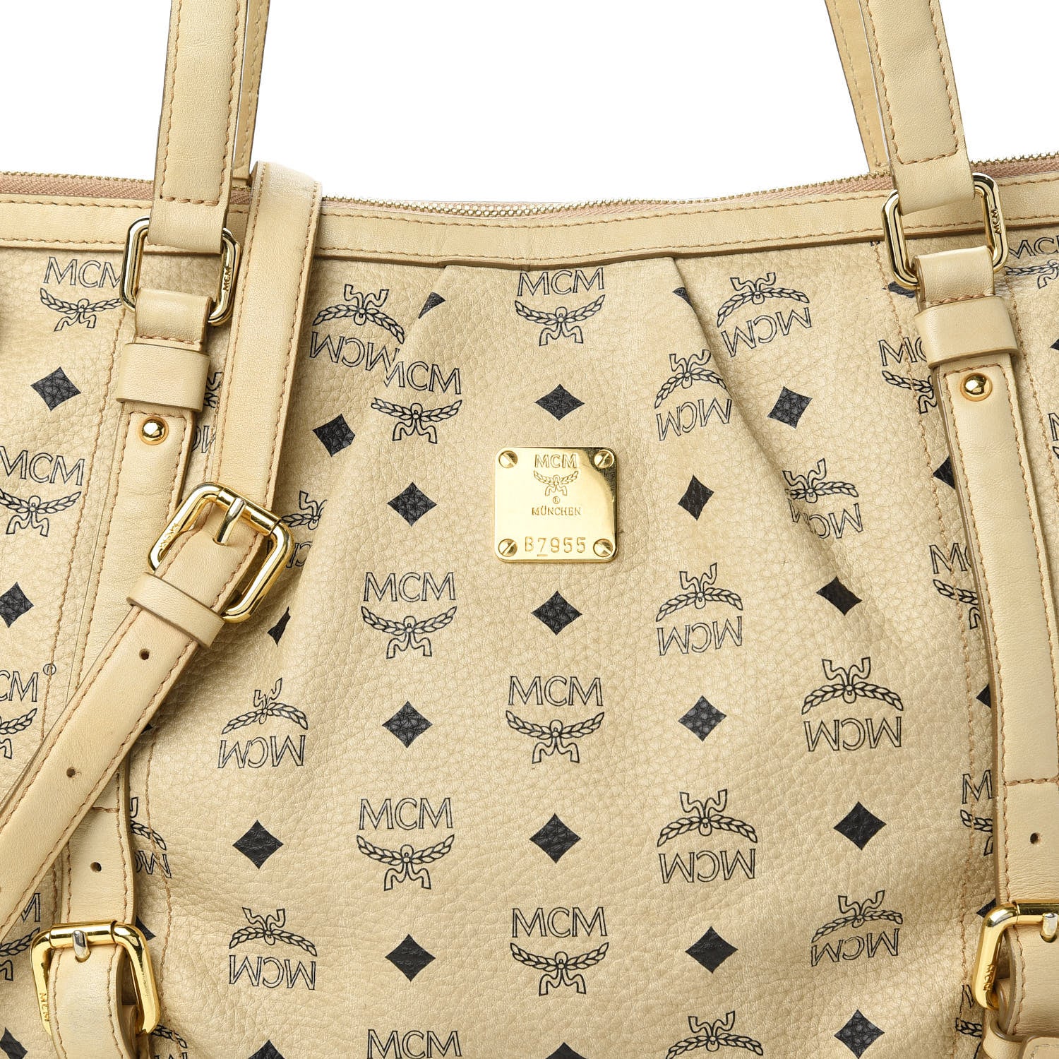 MCM Visetos Medium Essentials Shopper Tote Beige 10 of 10