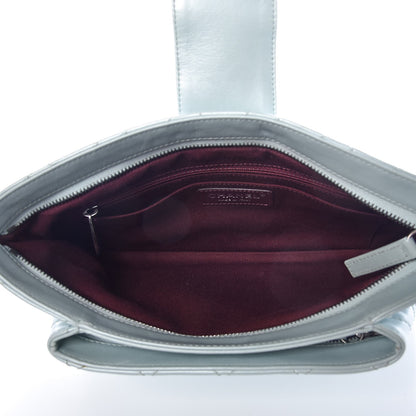 Chanel Glazed Calfskin Quilted Coco Pleats Clutch Light Blue 5 of 7