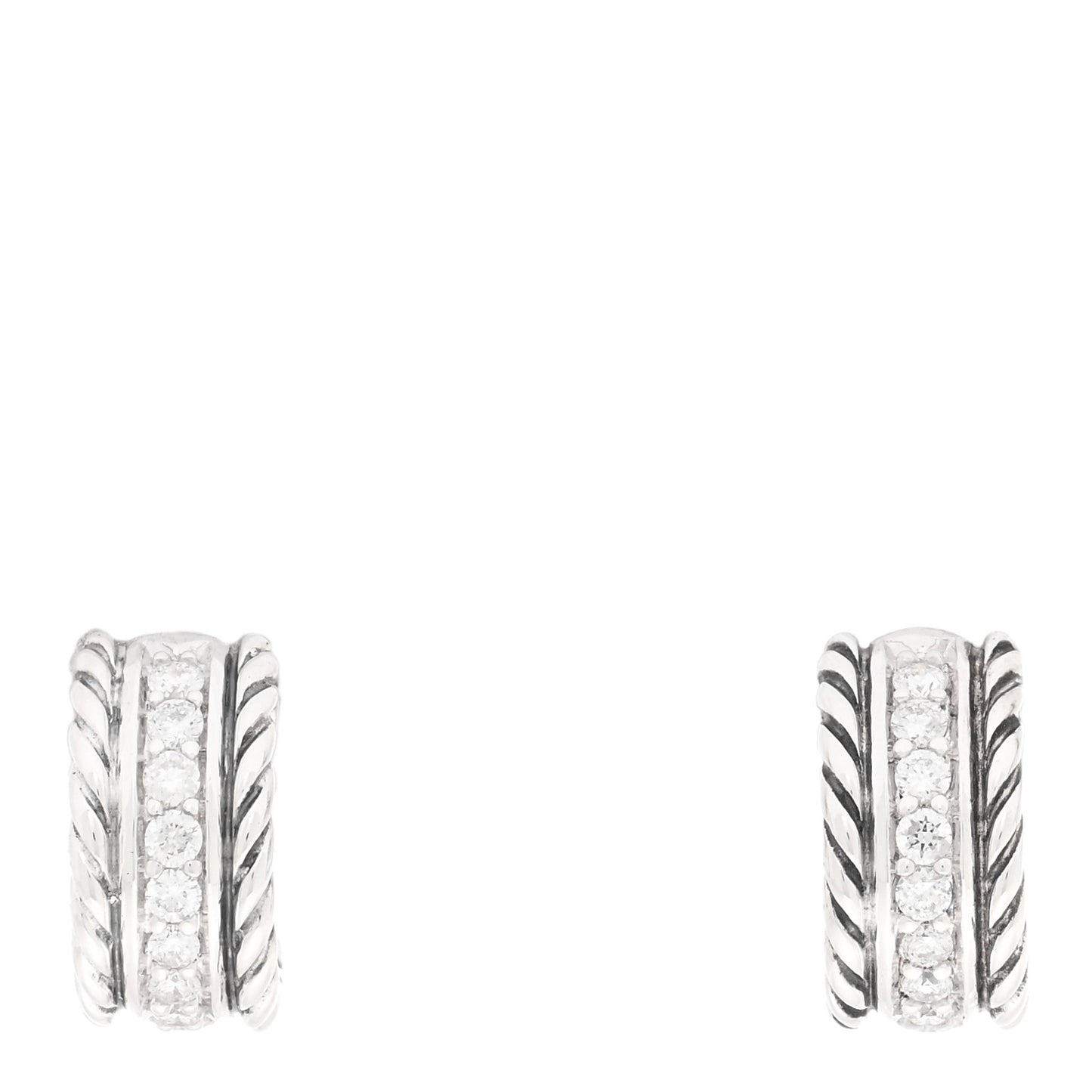 Sterling Silver Diamond 12mm Cable Hoop Earrings