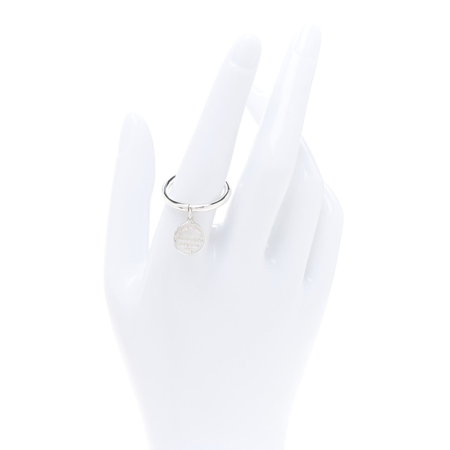Tiffany Sterling Silver Return to Tiffany Round Charm Ring 57 8 2 of 4
