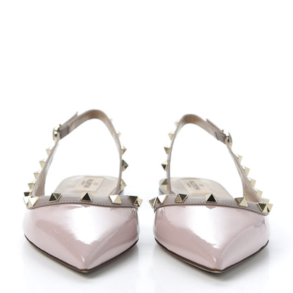 Valentino Garavani Patent Rockstud Slingback Flats 38.5 Poudre 3 of 10