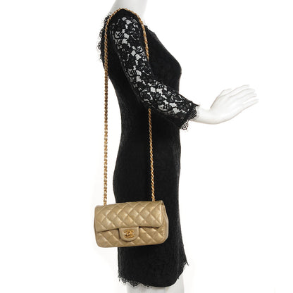 Chanel Pearly Caviar Quilted Mini Rectangular Flap Gold 2 of 9