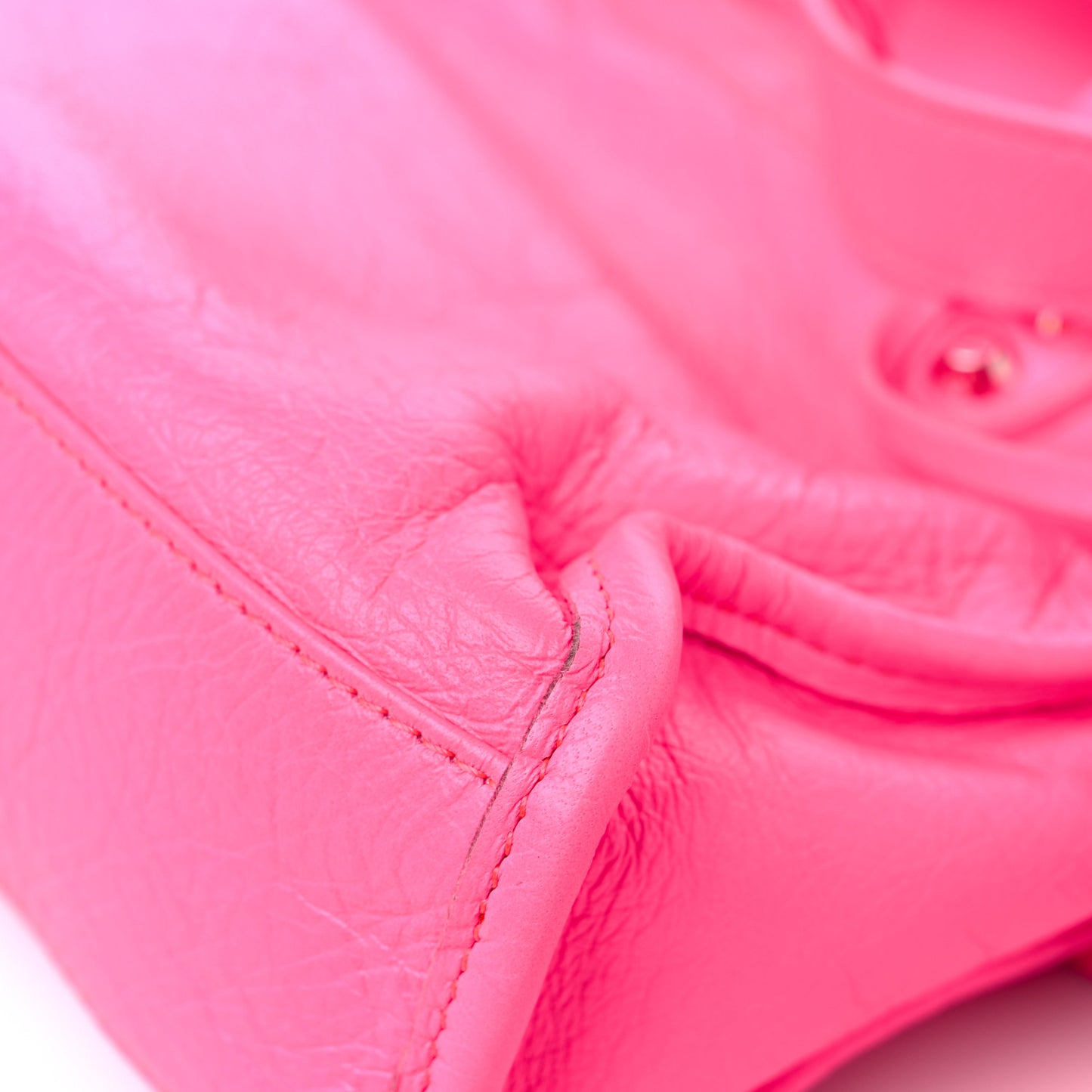 Agneau Classic Silver Hardware Mini City Rose Fluo