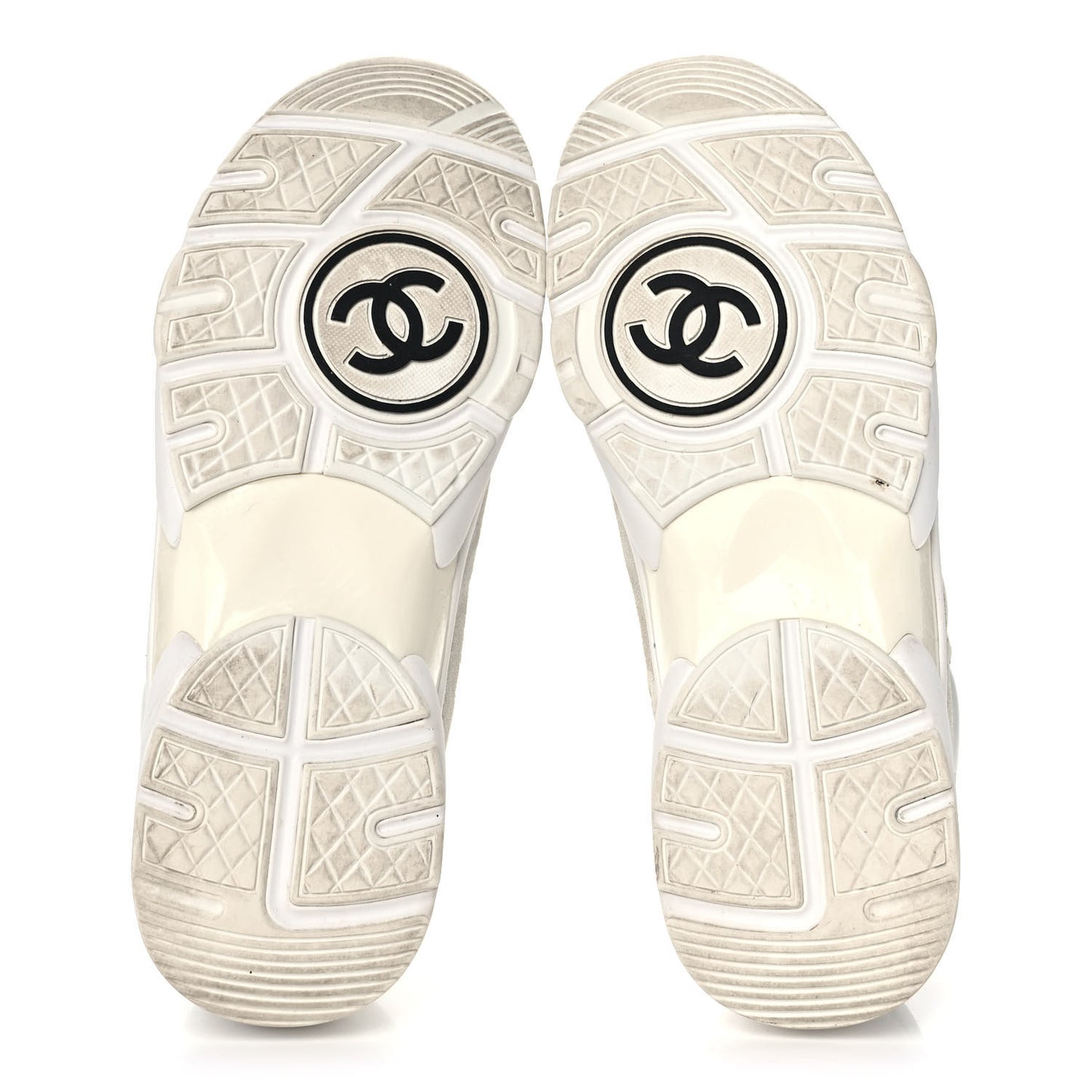 Suede Calfskin Fabric CC Sneakers 38.5 White