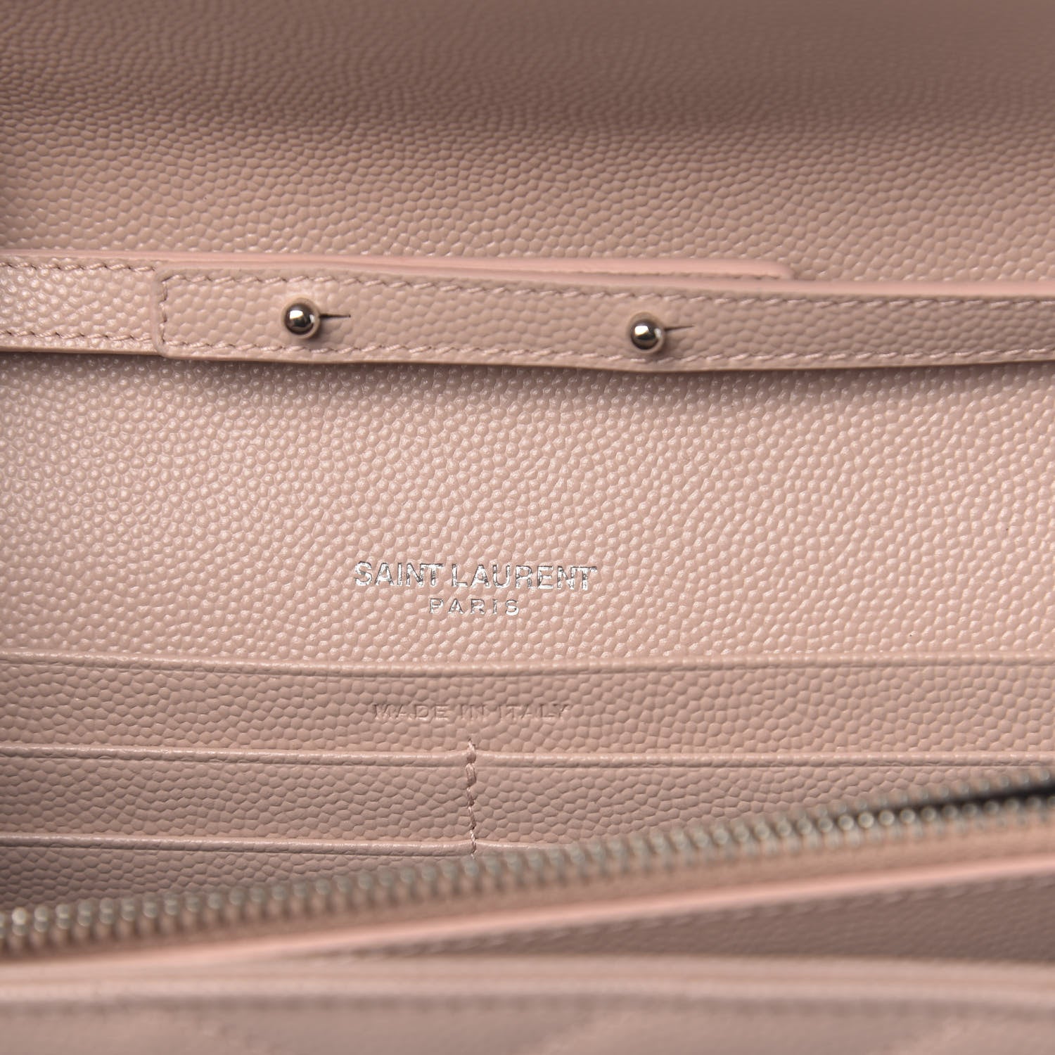 Saint Laurent Grain De Poudre Matelasse Chevron Monogram Chain Wallet Pale Pink 6 of 10