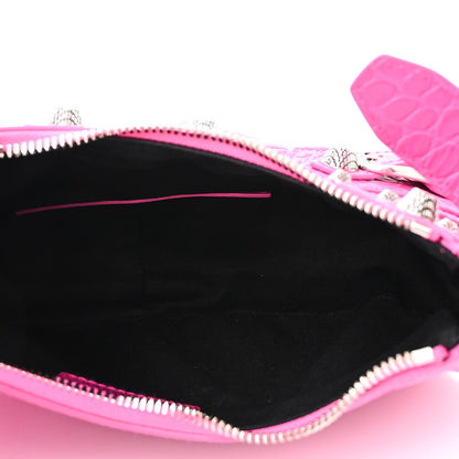 Balenciaga Extra Supple Calfskin Crocodile Embossed XS Le Cagole Shoulder Bag Lipstick Pink 6 of 11